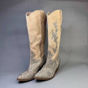 NYC madden girl Apple Women's SIZE 8 Embellished Western Boots Color Sand Multi